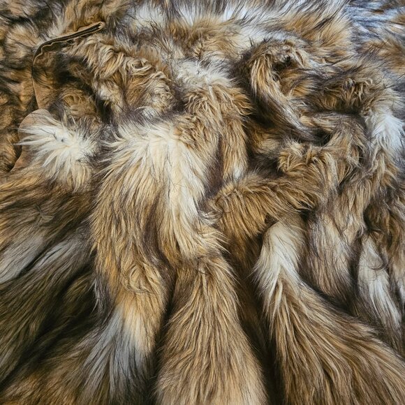 Vintage Pamela McCoy Small Faux Coyote Tipped Arctic Fox Chevron Fur Zipper Vest - Picture 5 of 11